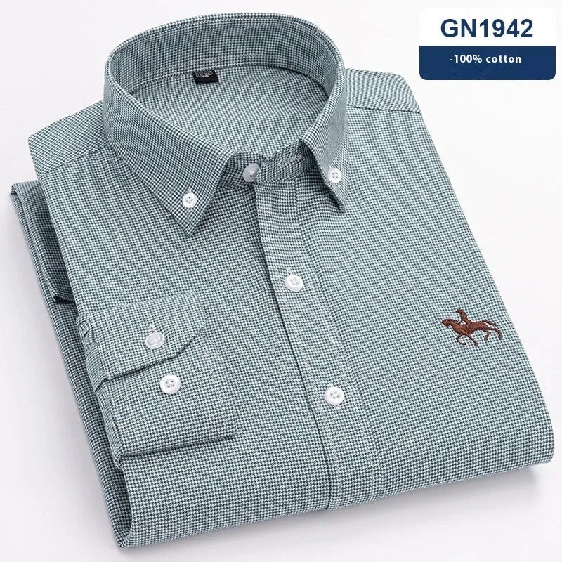 Men's pure cotton Oxford fabric casual shirt in leisure style