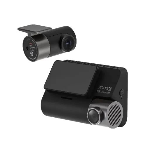70mai A800S-1 4K dash cam mounted on car windscreen, black colour, 3-inch screen visible