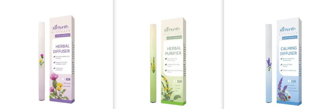 Herbal lung cleansing and purification stick in compact format with menthol verbena thyme and mint leaves