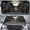 Car front gear sunshade made of aluminium film and polyester fabric with installation lanyard