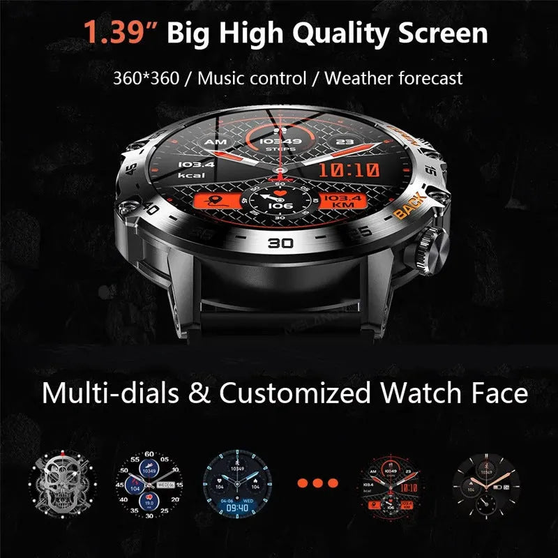 Bluetooth calling smart watch with health monitoring features on wrist showing IPS touch screen display