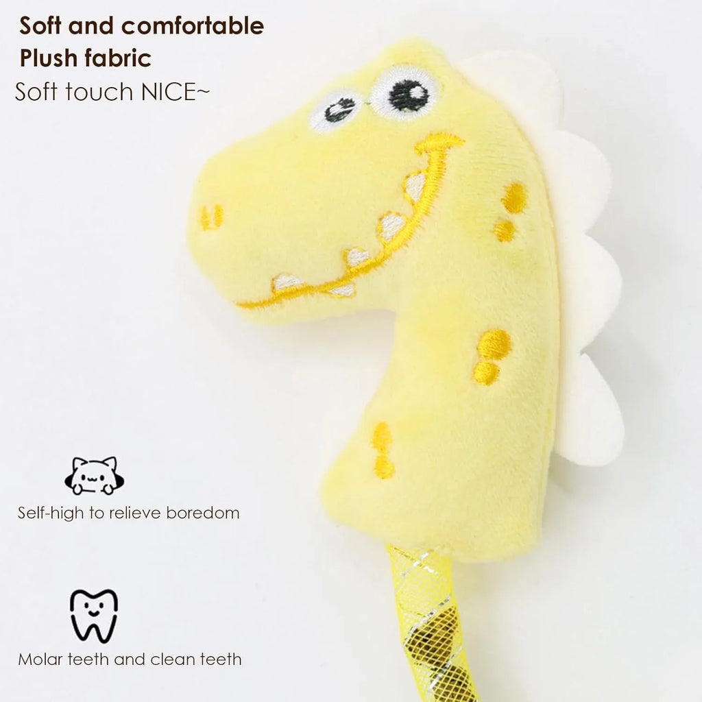 4-piece cat toy bundle showing chew rope, plush mouse, fish, and bunny toys in assorted colours