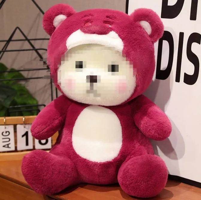 25cm rose bear plush teddy doll in teddy bear red, blue, dark brown, light brown, or transformation bear