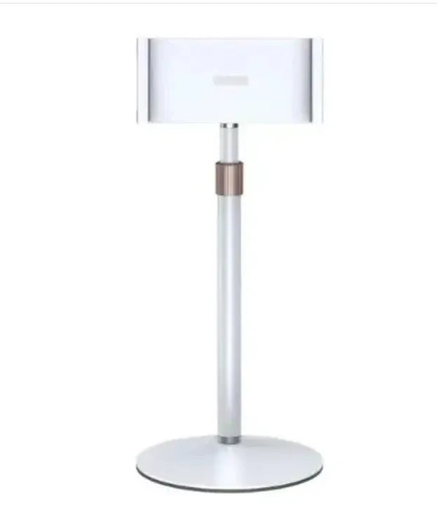 Black lifting metal bracket holding a tablet, extended to show 200mm height adjustment.