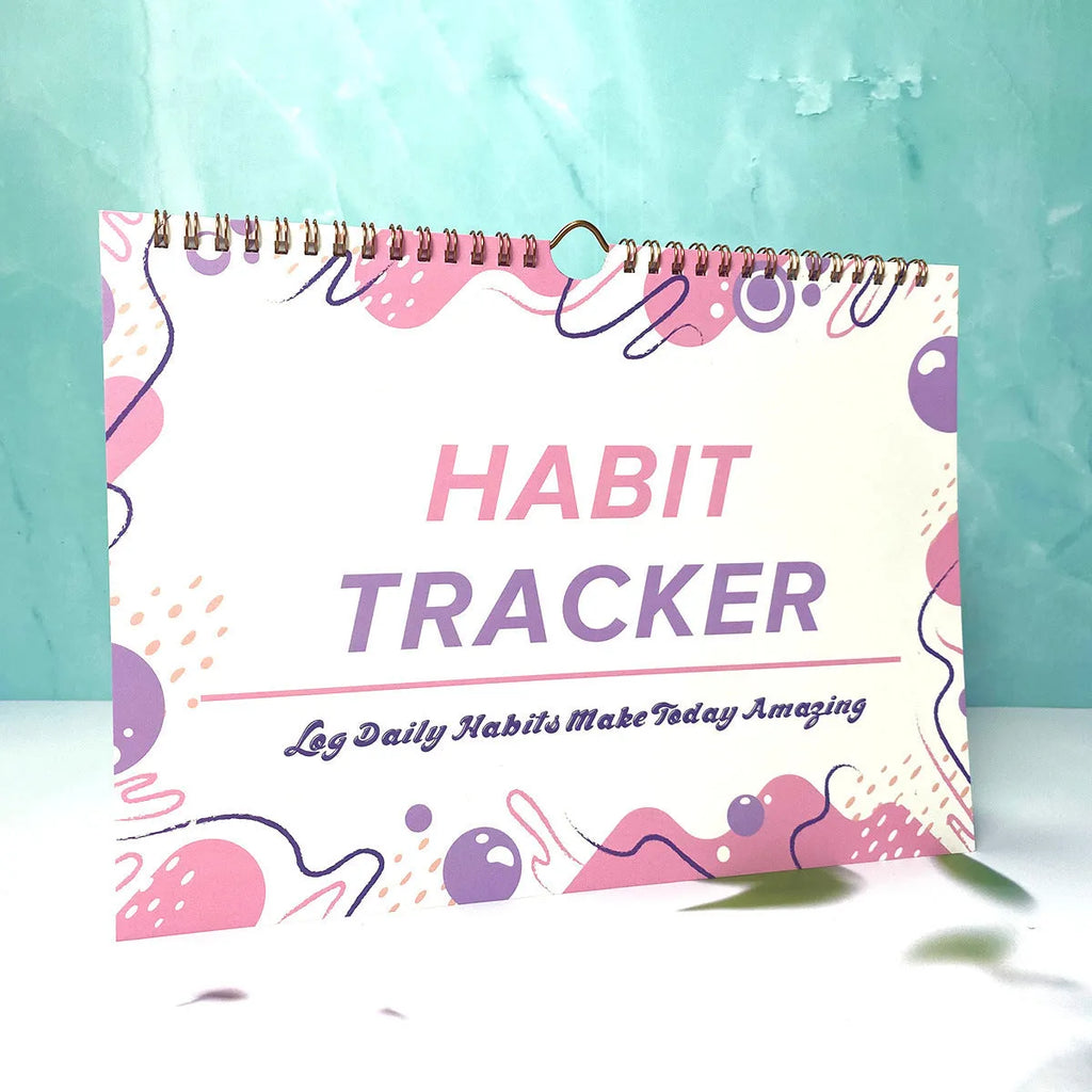 A4 habit tracking notebook with 12 pages in multiple colour options