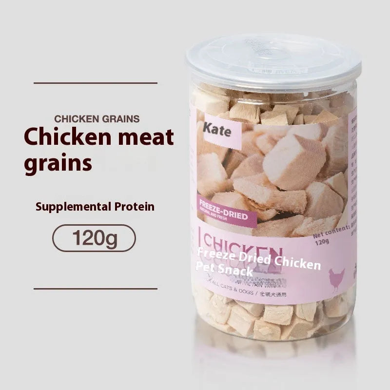 500g bag and barrel of freeze-dried chicken grain-free cat treats nuggets