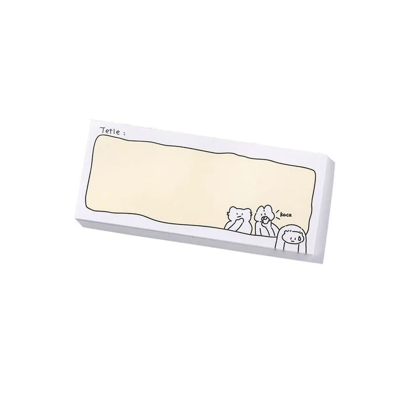 Cartoon sticky note pad with heart-themed designs in six styles including Puppy Diary and Rabbit Weekly Notes.