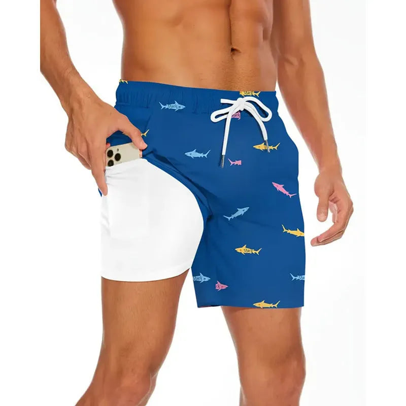Men's loose fit polyester beach shorts in various colours available in sizes from XS to 5XL