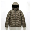 Unisex hooded down jacket in black, solid colour winter coat with ribbed cuffs and high down filling