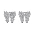 925 sterling silver bow stud earrings with zircon inlay on gold electroplated finish