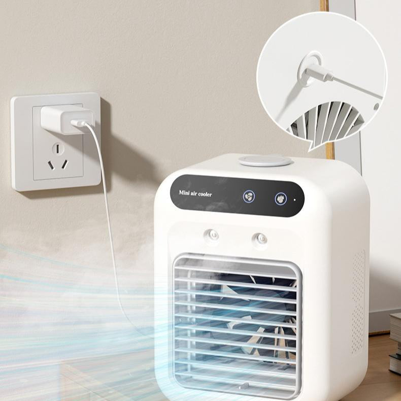 Portable Air Cooler & Mini Humidifier - USB Rechargeable Wireless Desk Fan with Cooling Mist, Compact Air Conditioner for Home, Office & Car