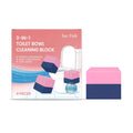 Four three-in-one toilet cleaning blocks for continuous bowl cleaning