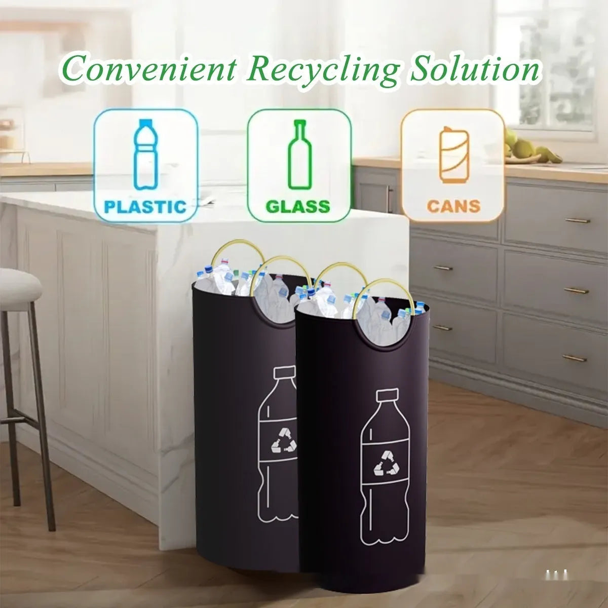 Portable round PP plastic trash can 38cm diameter with foldable design for outdoor events
