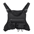 Men's outdoor chest bag in Oxford cloth with breathable vest design, available in black, blue, or grey
