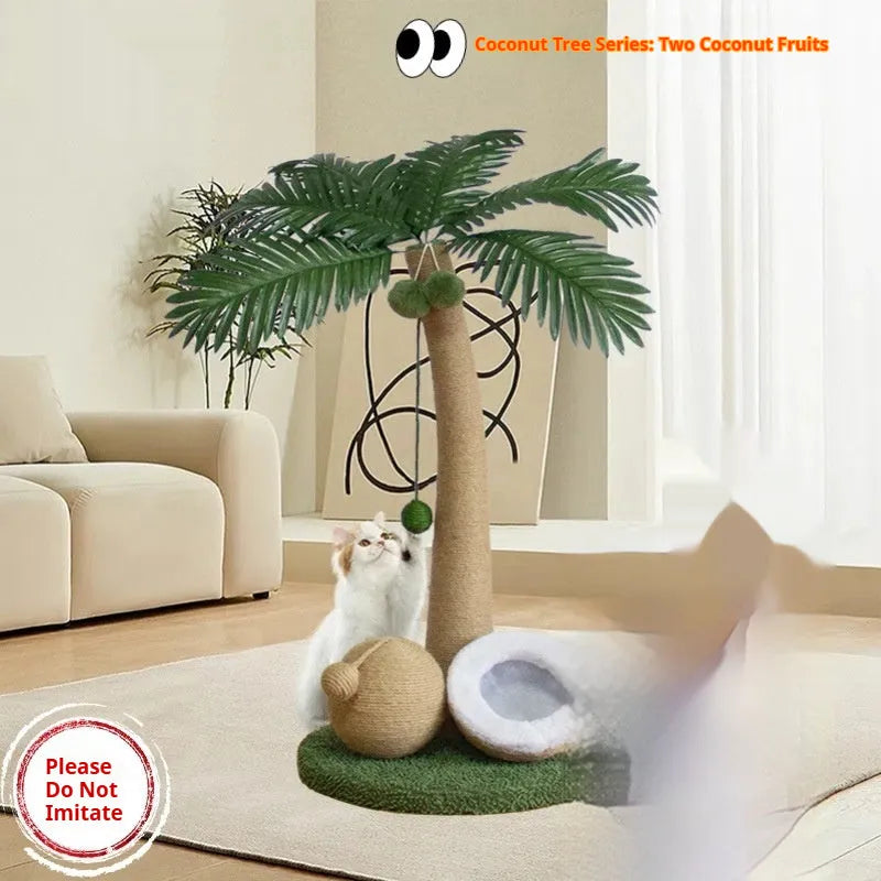 Coconut Tree Series cat scratching post 40x40x72cm in camel colour made of wood