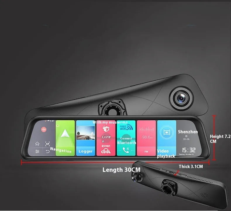 Black plastic 4G car dash camera with GPS navigation and wide angle lens for vehicle recording and monitoring