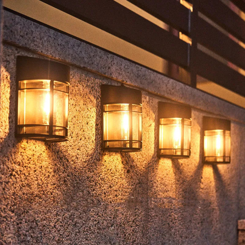Solar outdoor patio balcony garden wall light set warm light IP65 waterproof Tungsten small wall lamp