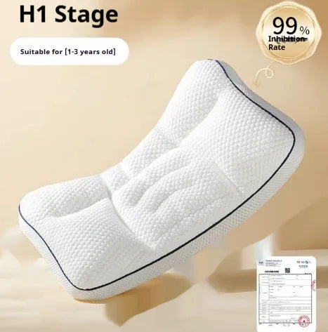 Children's dual-sided antibacterial neck pillow with partition design for ages 1-6.
