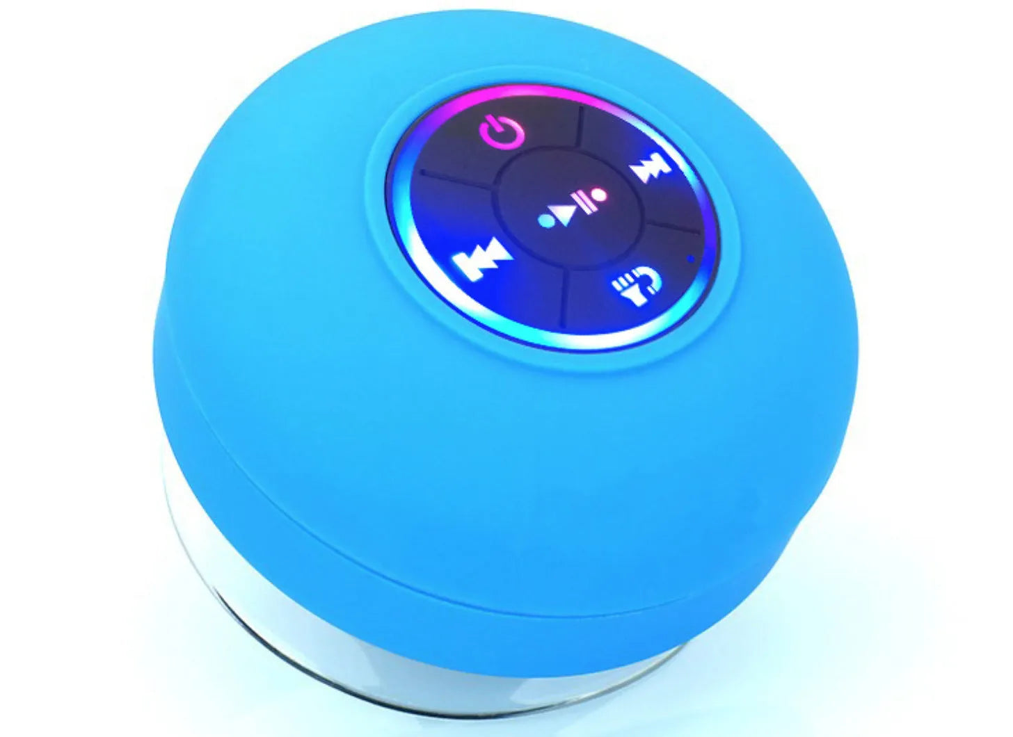 BTS07 waterproof Bluetooth speaker with large suction cup and RGB lights in six colour options