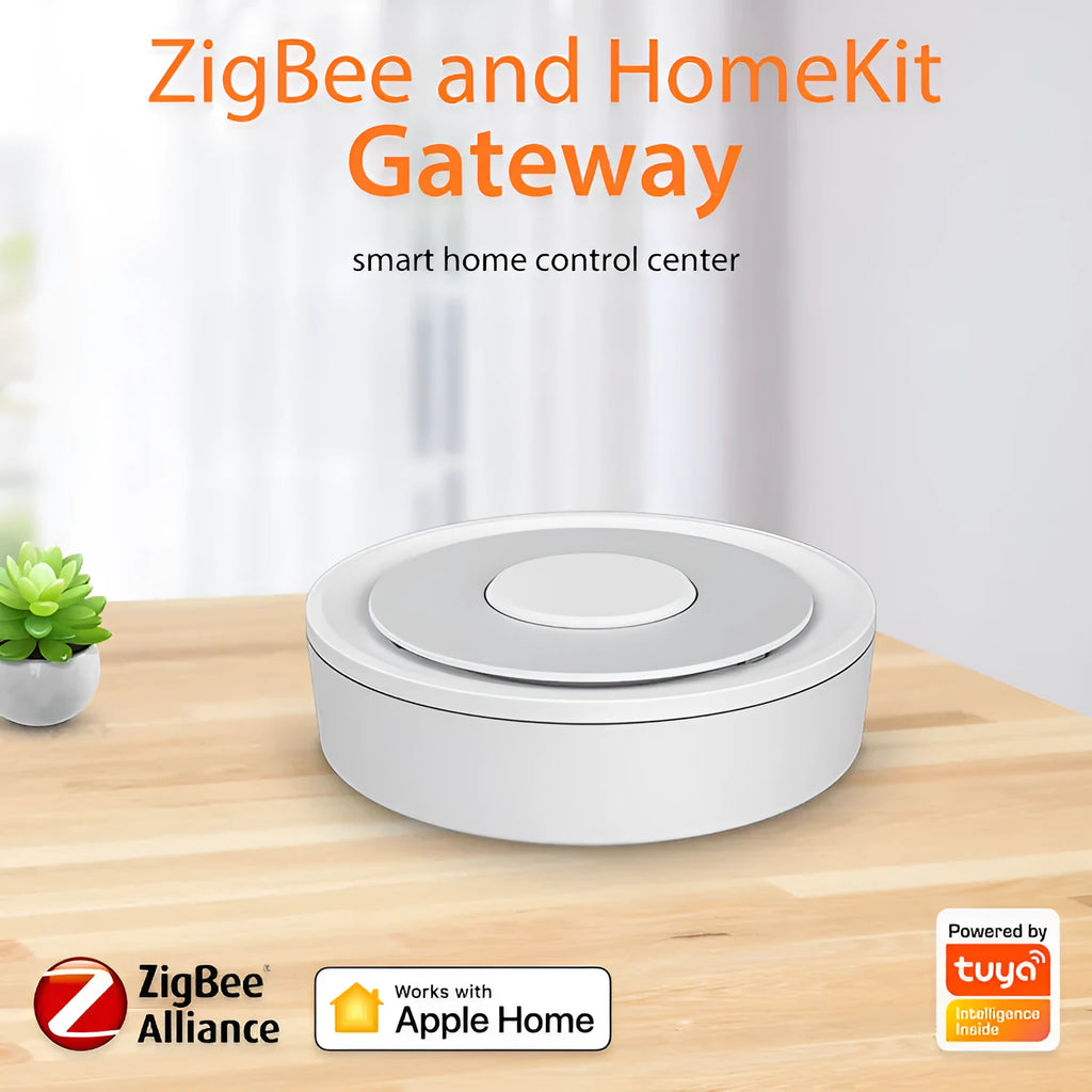 White ZigBee smart home gateway measuring 78mm with USB connection for controlling multiple devices