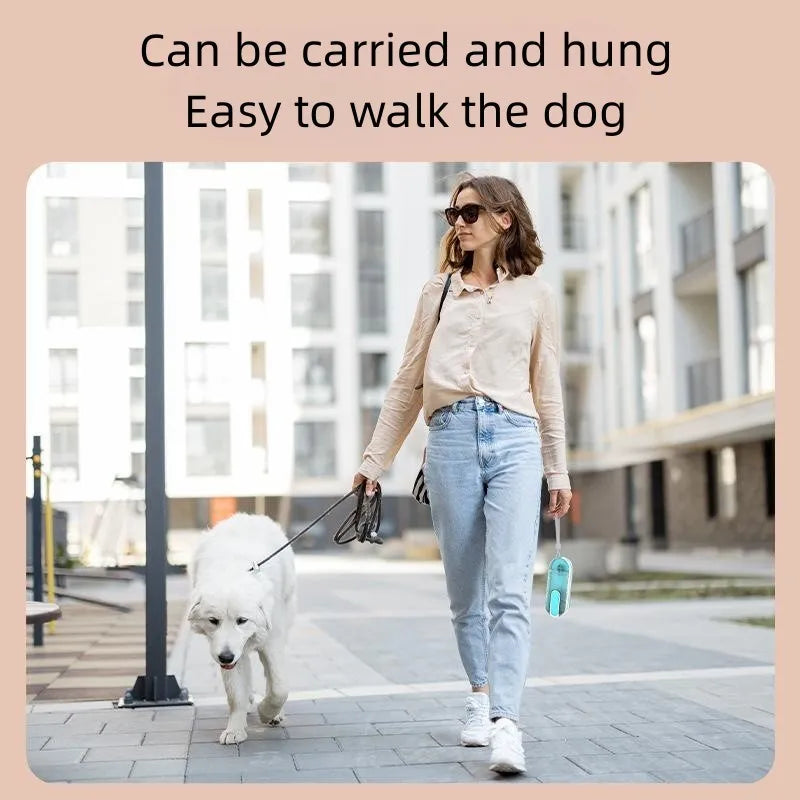 Portable pet water bottle with foldable silicone drinking bowl in blue, grey, and pink colour options