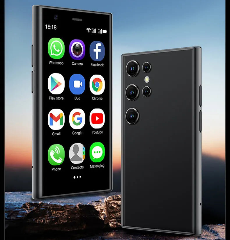 S23PRO XS15 mini smartphone in Black, Green, or Pink Purple colour with a 30cm screen and straight plate design.