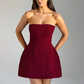 Women's solid colour backless tube dress with A-line short skirt