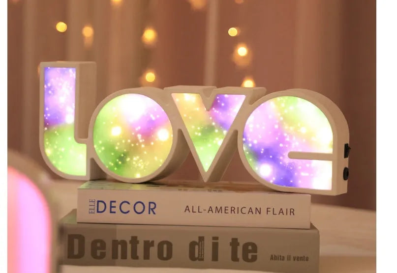 Rainbow lampshade LED LOVE light for Valentine's Day and wedding decoration