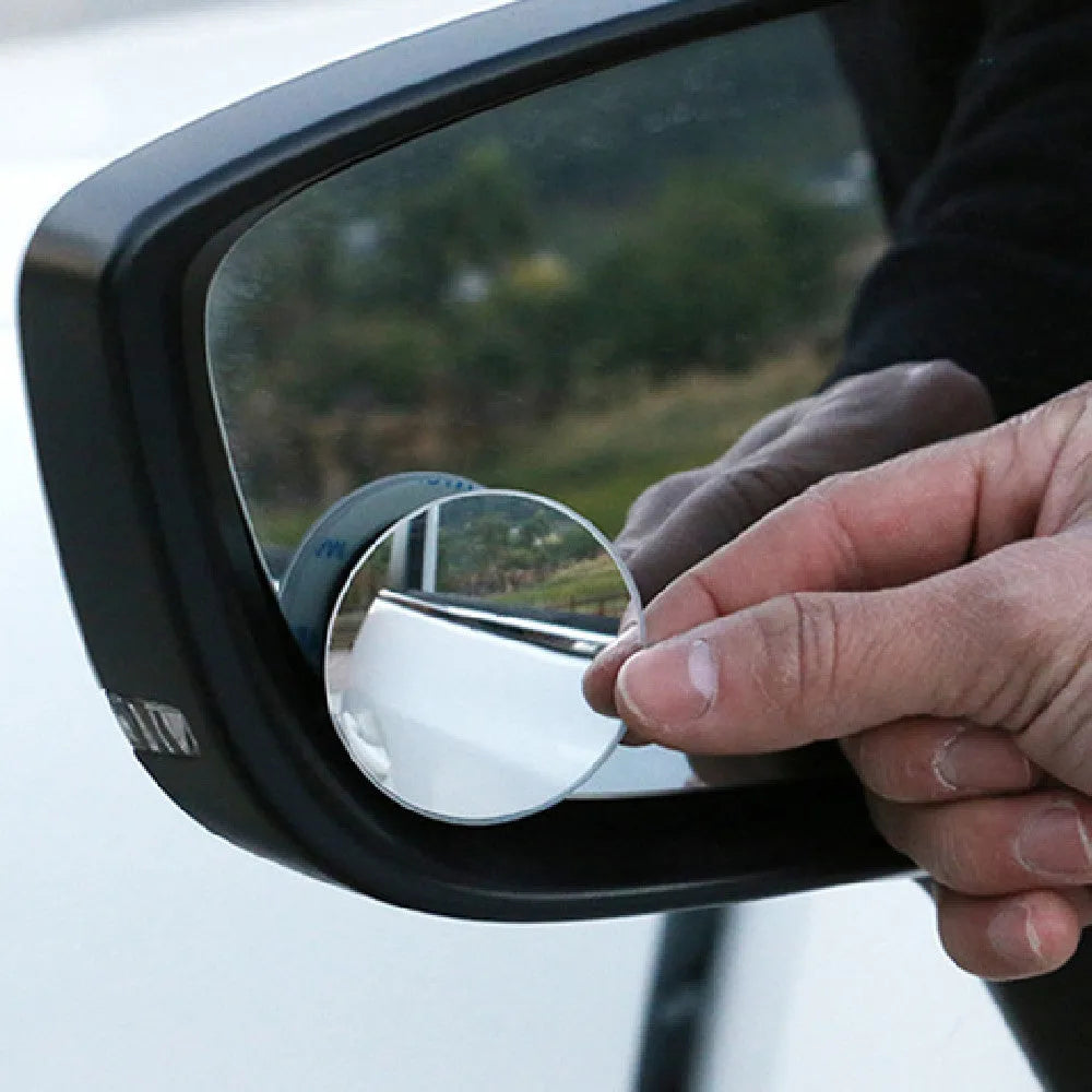 Silver 5cm convex blind spot mirror with adjustable bracket for car side mirror attachment