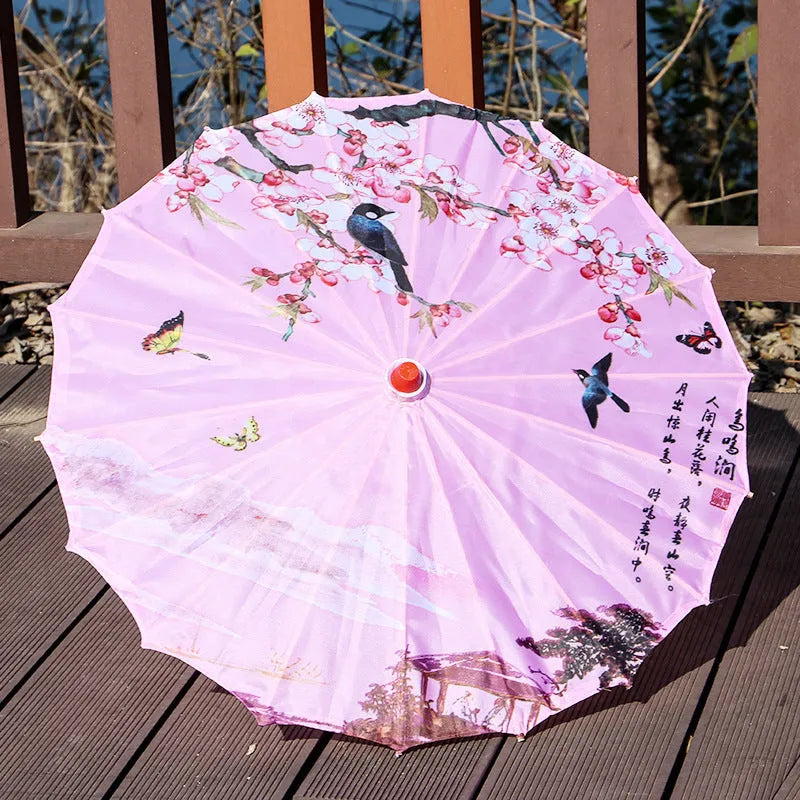 Classical ceiling decorative printed silk umbrella in national style with silk cloth fabric, 60cm size
