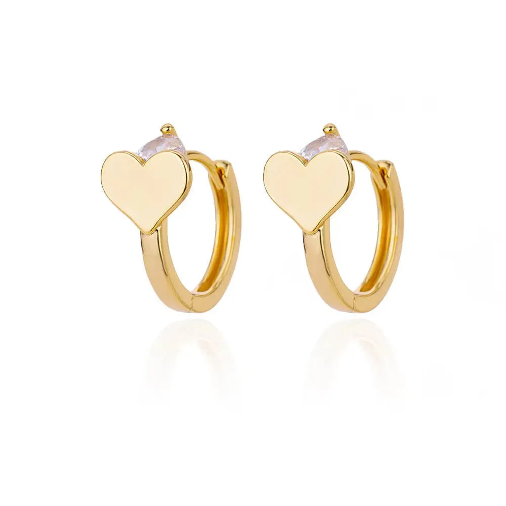 Women's stainless steel heart-shaped ear studs with simple zircon decoration and love-themed design