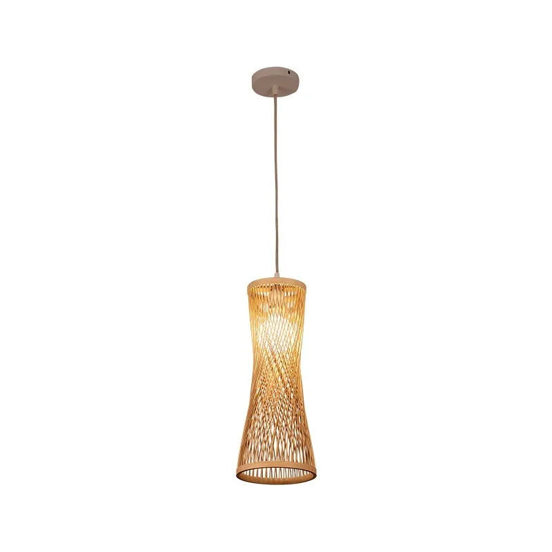 Japanese Chinese style bamboo artwork hanging chandelier with 17cm diameter white accessories for restaurant ceiling