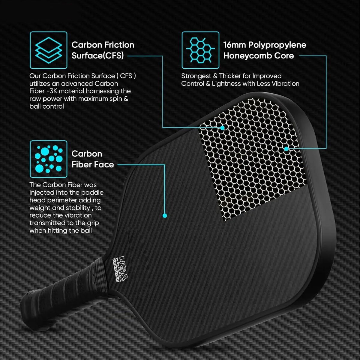 3K full carbon fiber graphite beach racket, 40x20x1.3cm, 230g, in black or orange