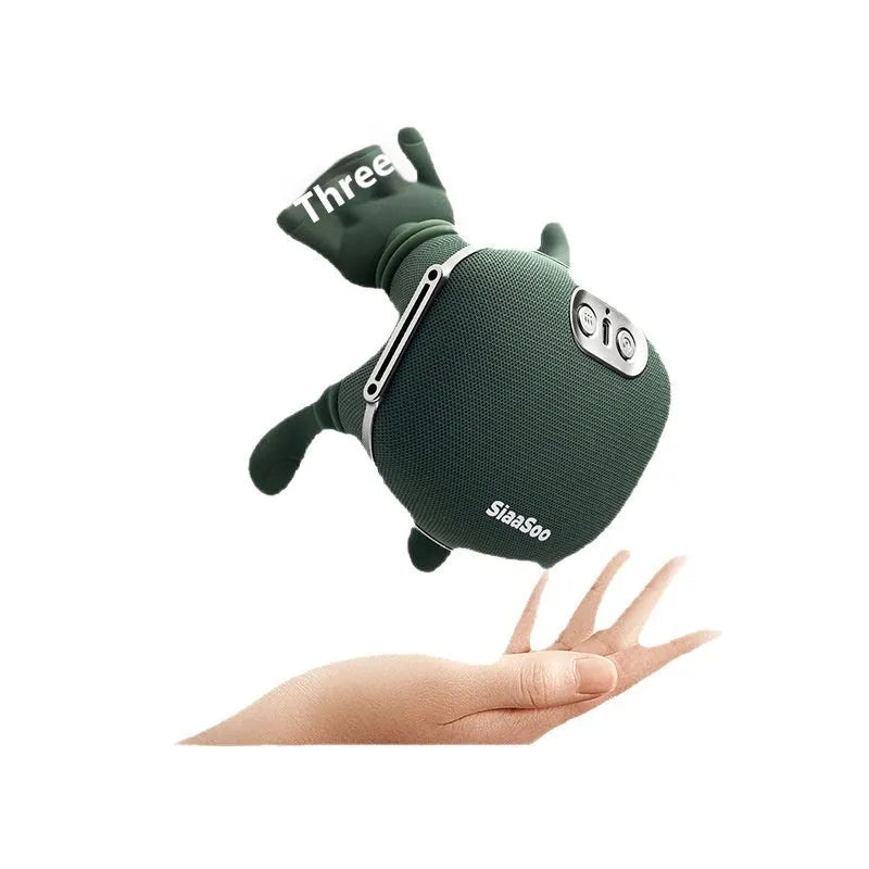 Rechargeable hand shoulder neck massager in moss green on a white background