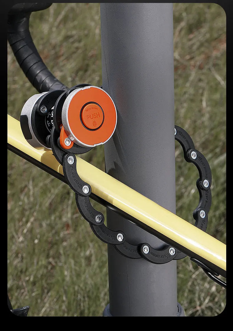 Black bicycle fliplock password anti-theft folding lock for mountain bikes and electric cars.