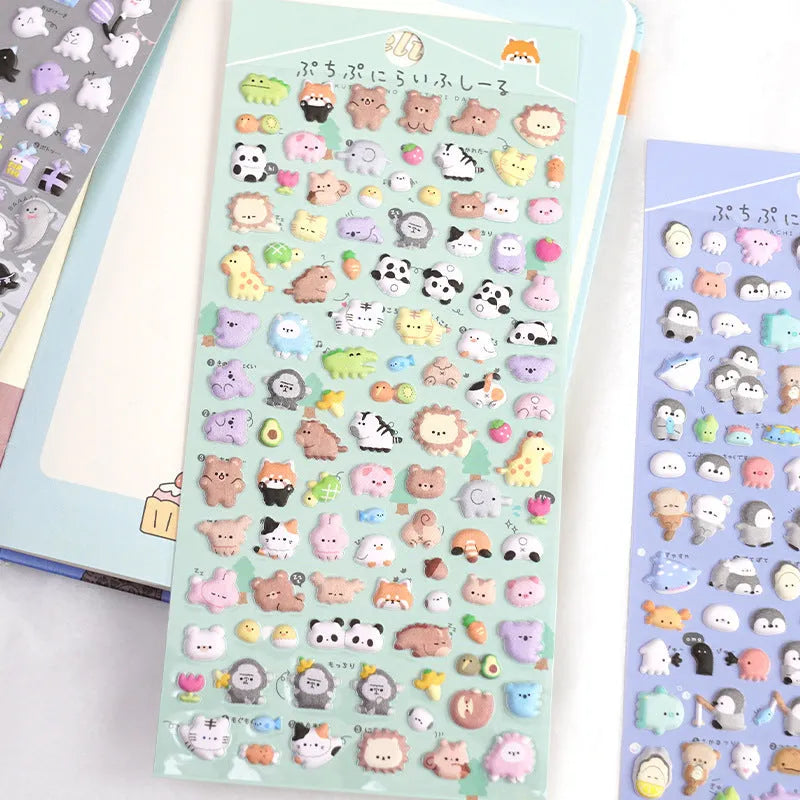 Cartoon animal foam bubble dstereo sticker on phone case with raised 3D effect