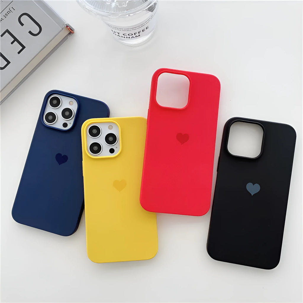 Little Love frosted TPU phone case in antique white for iPhone 14 with love design and full protection
