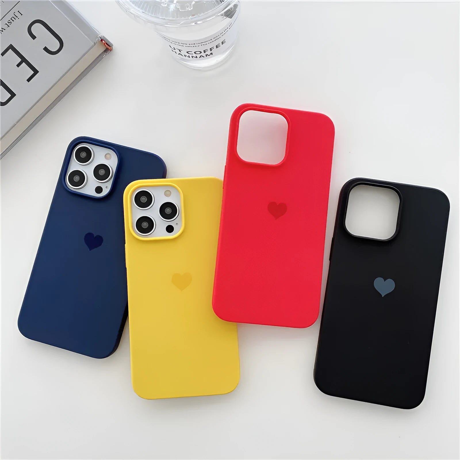 Little Love frosted TPU phone case in antique white for iPhone 14 with love design and full protection
