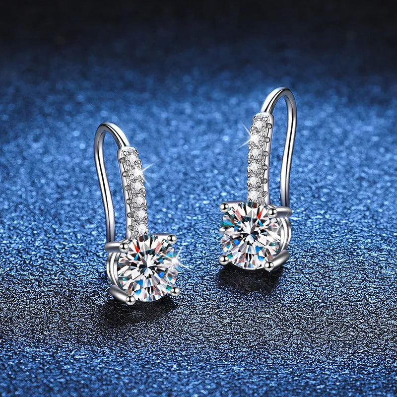 Moissanite S925 sterling silver U-shaped earrings with high carbon stone and moissanite for women