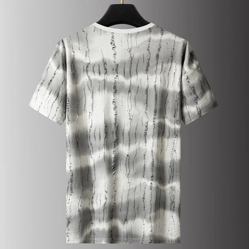 Grey or green men's plus-size loose fit t-shirt with round neck and short sleeves.