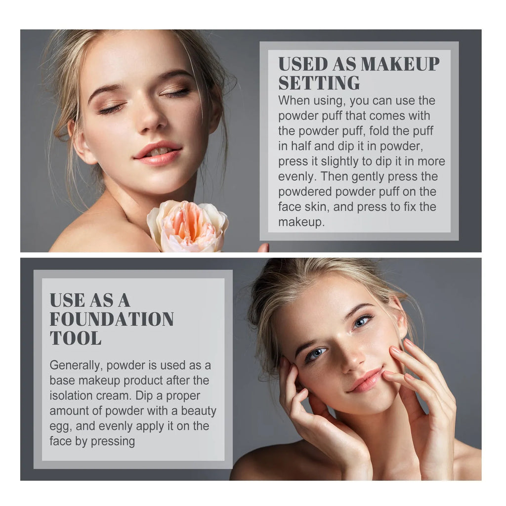 8g finishing powder compact in Natural Beige, Pure Beige, or Classic Ivory for natural makeup setting