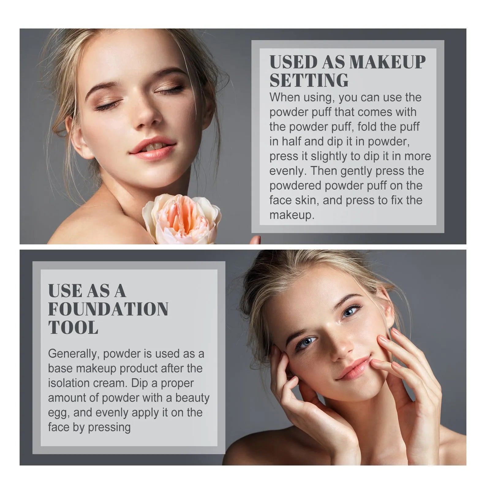 8g finishing powder compact in Natural Beige, Pure Beige, or Classic Ivory for natural makeup setting