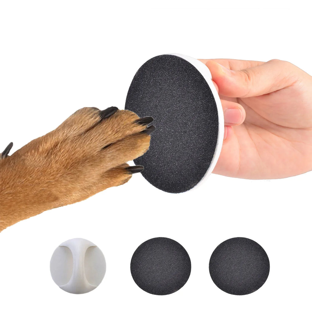 Upgraded round dog nail scratch board with ergonomic handle in one of four colour options