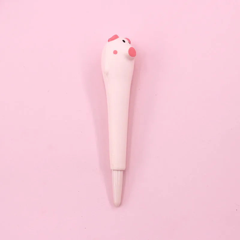 Creative cartoon vent gel pen with soft pinch body, 0.5mm tip, and 16.5cm length, available in animal designs