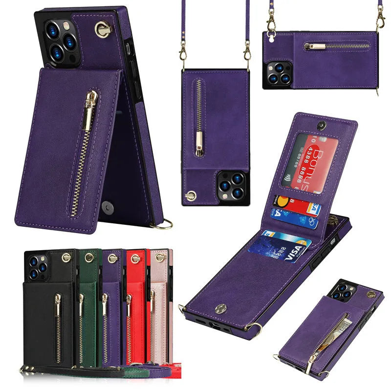 A black mobile phone case made of TPU with a leather section, shown fitted on a smartphone.