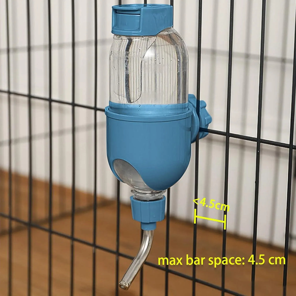 Small animal cage water bottle with rotatable nozzle in blue, white, or yellow colours