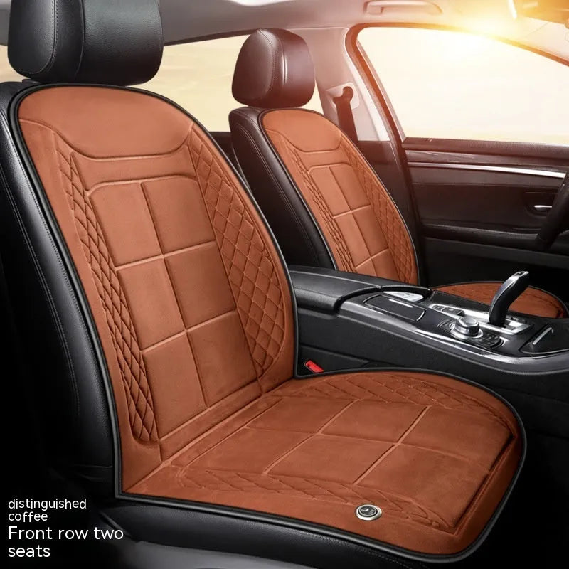 Car heating cushion with auto temperature function and cotton filling in beige, black or coffee brown colours