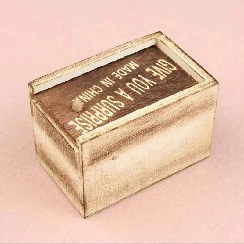 Small camellia wood trick box with spider prank for youth