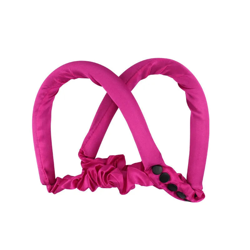 Lazy sleep hair curler sponge button type heat-free rubber big wave curler in black