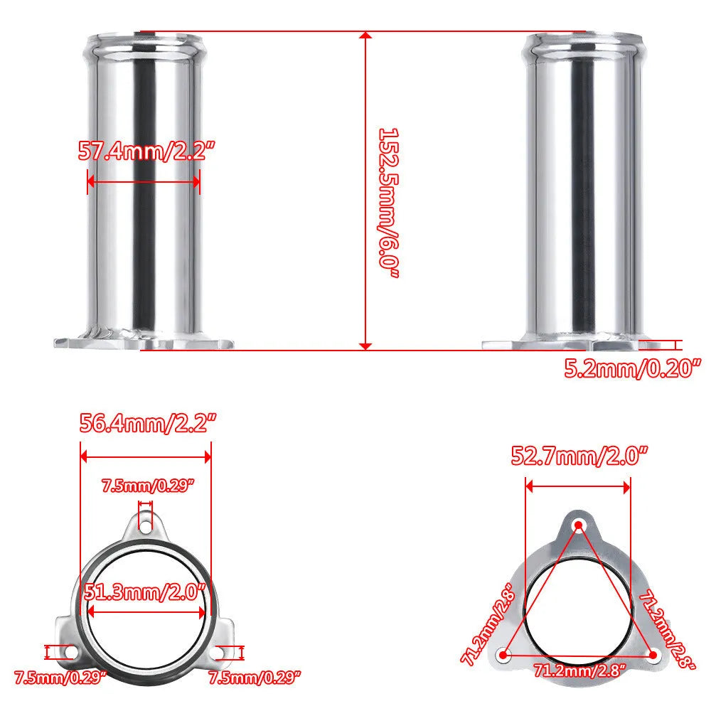 Aluminium EGR disassembly pipe 55mm inner diameter 155mm length for VW Jetta MK4 TDI-BRM FWD